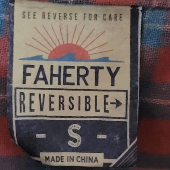 Faherty Shirt Mens S Plaid Reversible Flannel LS Button Up Preppy Hiking Camping - Picture 16 of 16